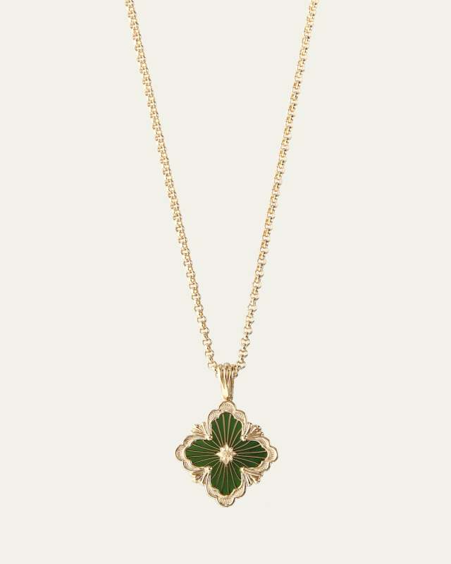 Opera Tulle Green Enamel Pendant Necklace in 18K Yellow Gold
